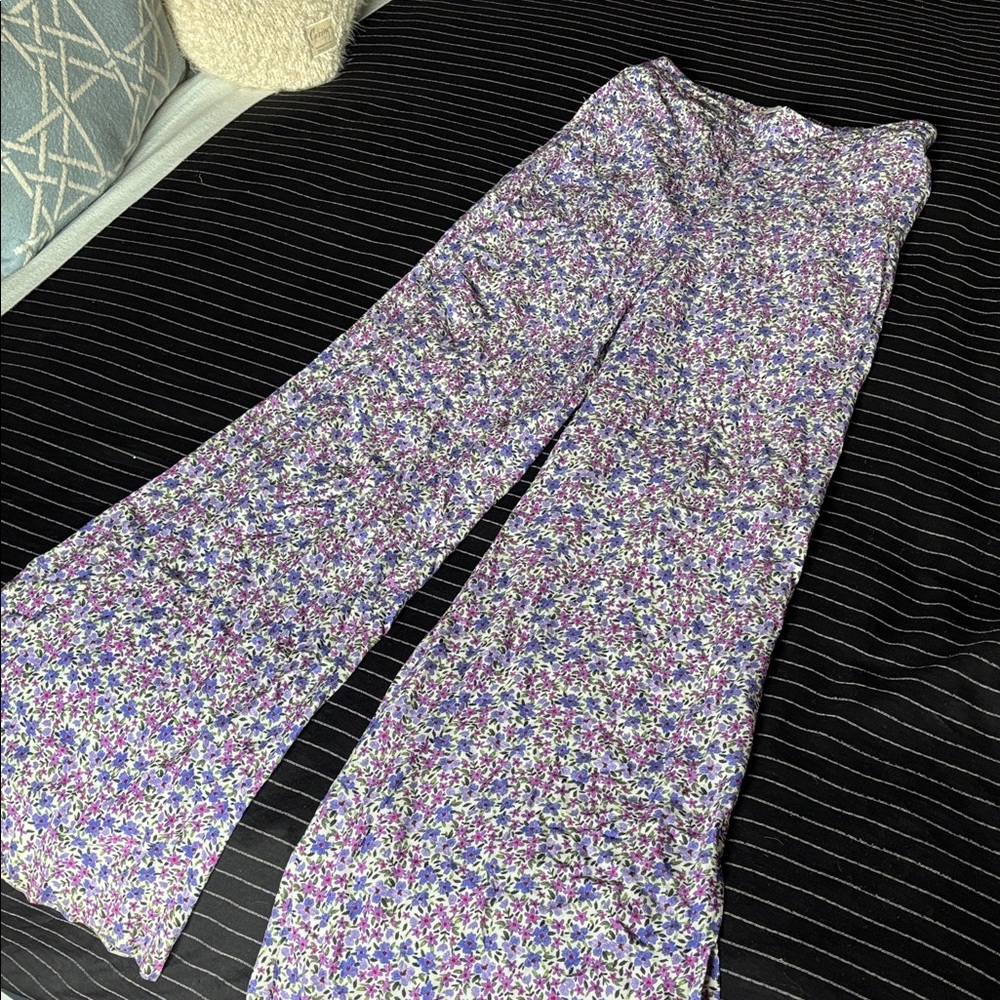 Favorite Daughter Floral Wide Leg Pants - Purple and White